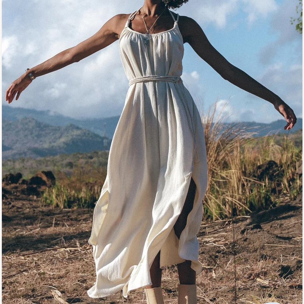 Off-White Organic Cotton Bohemian Simple Wedding Dress from Aya Sacred Wear